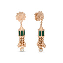 Art Deco Earrings in 18kt Rose Gold with Malachite and Diamonds