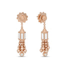 Art Deco Earrings in 18kt Rose Gold with Mother of Pearl and Diamonds