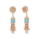 Art Deco Earrings in 18kt Rose Gold with Turquoise and Diamonds