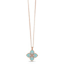 Princess Flower Pendant in 18kt Rose Gold with Diamonds and Turquoise