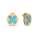 Venetian Medallions Earrings in 18kt Gold with Diamonds and Turquoise