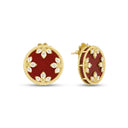 Venetian Medallions Earrings with Diamonds and Red Agata
