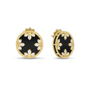 Venetian Medallions Earrings in 18kt Yellow Gold with Diamonds and Black Jade