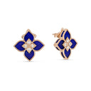 Venetian Princess Earrings in 18kt Rose Gold with Diamonds and Lapis