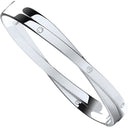 Silver Solid Cubic Zirconia Kiss Hinged Bangle