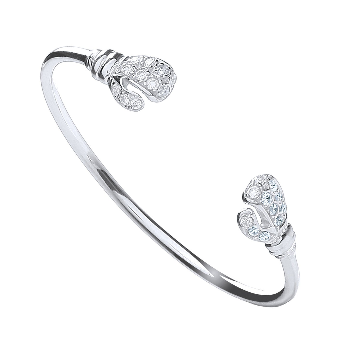 Silver Baby Cubic Zirconia Boxing Glove Bangle - Silver