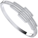 Silver Cubic Zirconia Rectangles Fancy Ladies Hinged Bangle