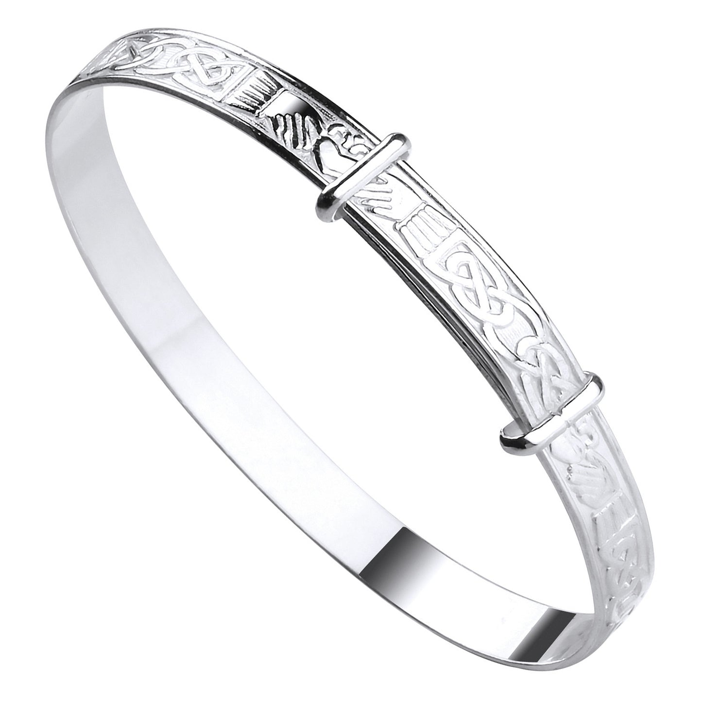 Silver Celtic Claddagh Expandable Baby Bangle - Silver