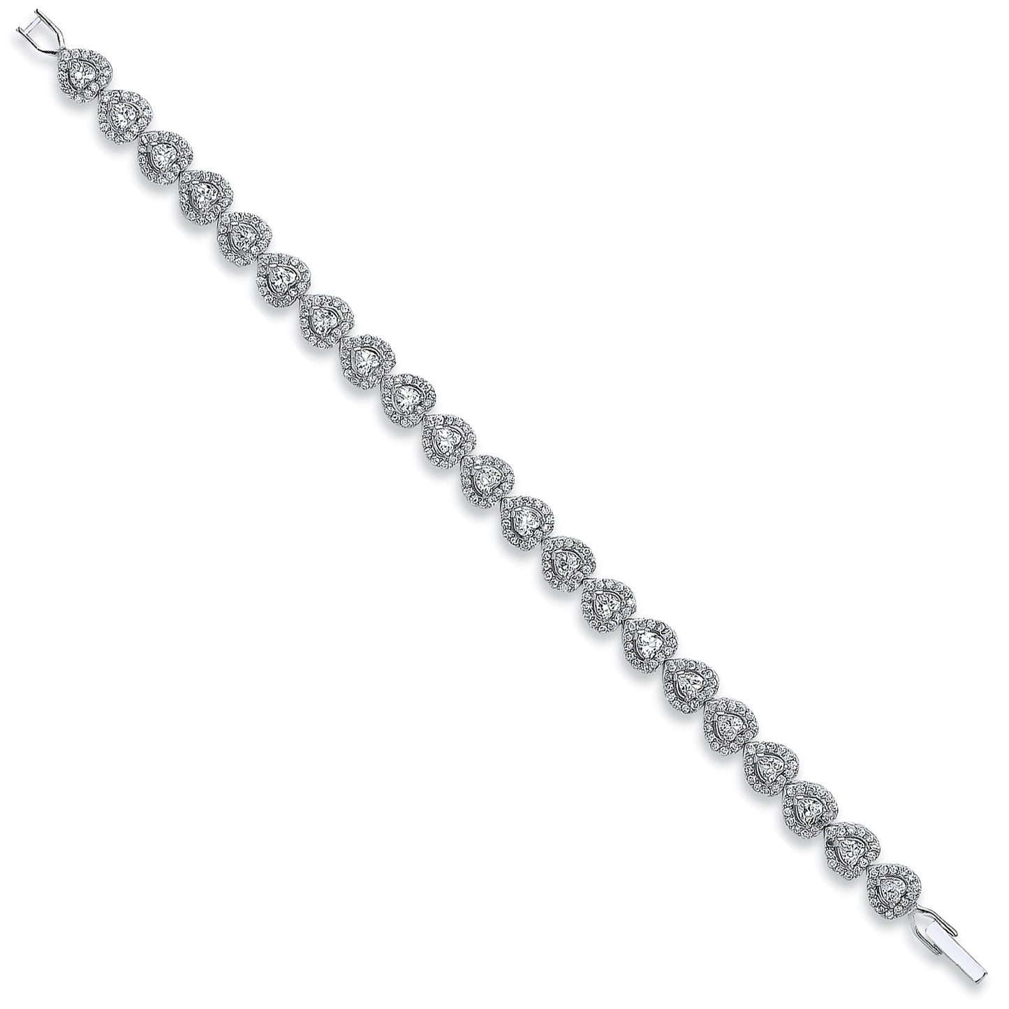 Silver Cubic Zirconia Heart Bracelet - Silver