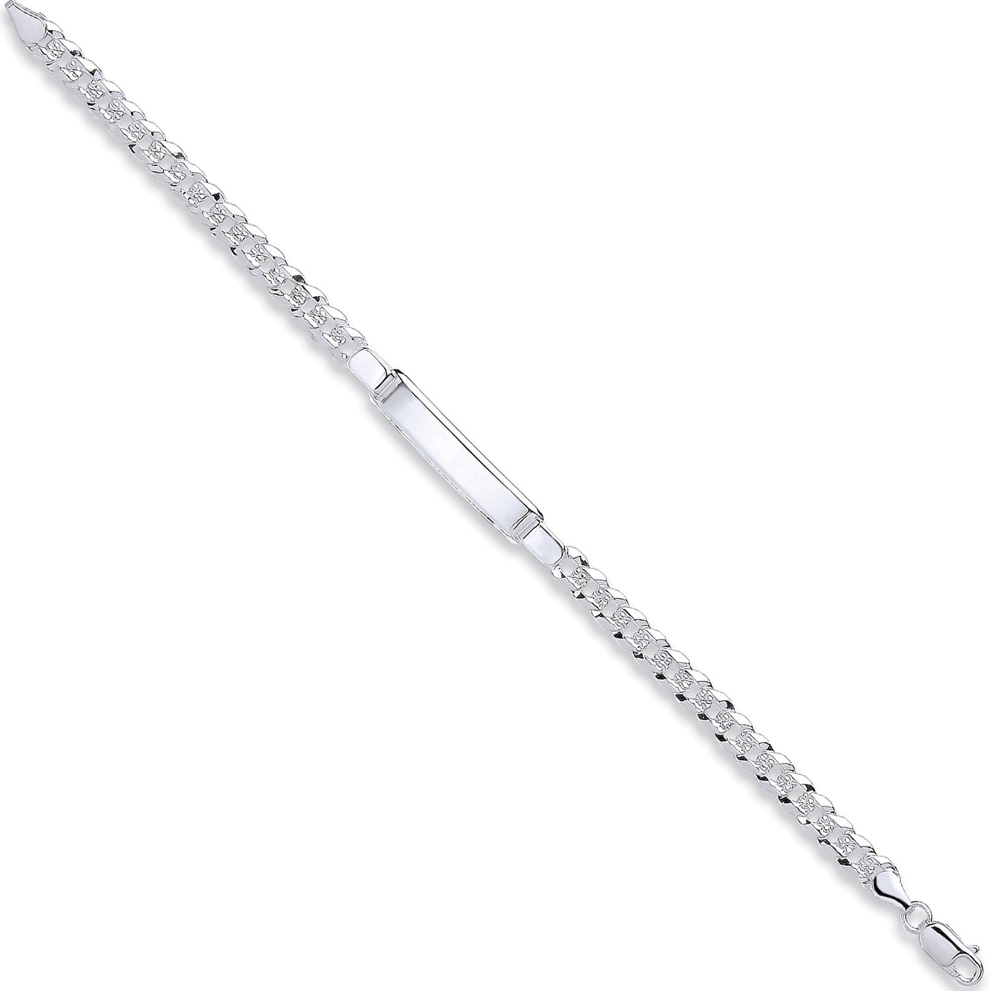 Silver Curb Pave I.D Bracelet - Silver