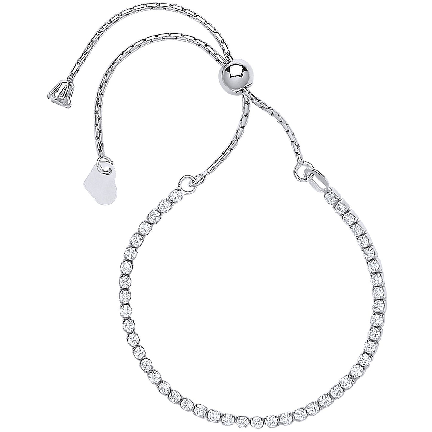 Silver Cubic Zirconia Friendship Bracelet - Silver