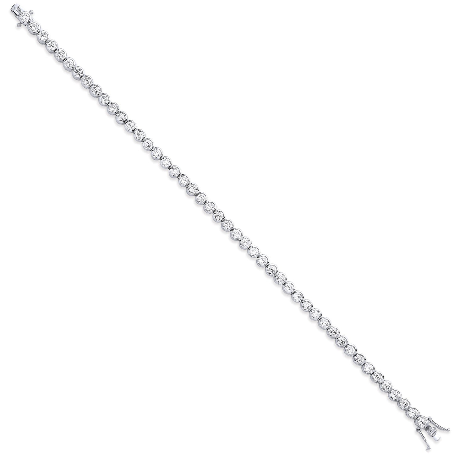 Silver 4.7mm Rubover 3.7mm Cubic Zirconia Tennis Bracelet - Silver