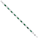 Silver Oval Cut Green & Clear Cubic Zirconias Tennis Bracelet