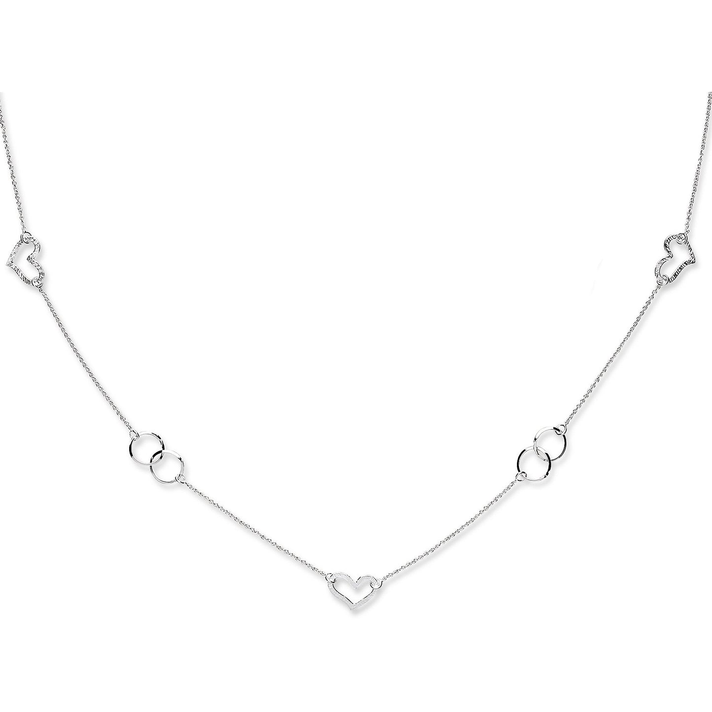 Silver Fancy Heart Chain 34" - Silver