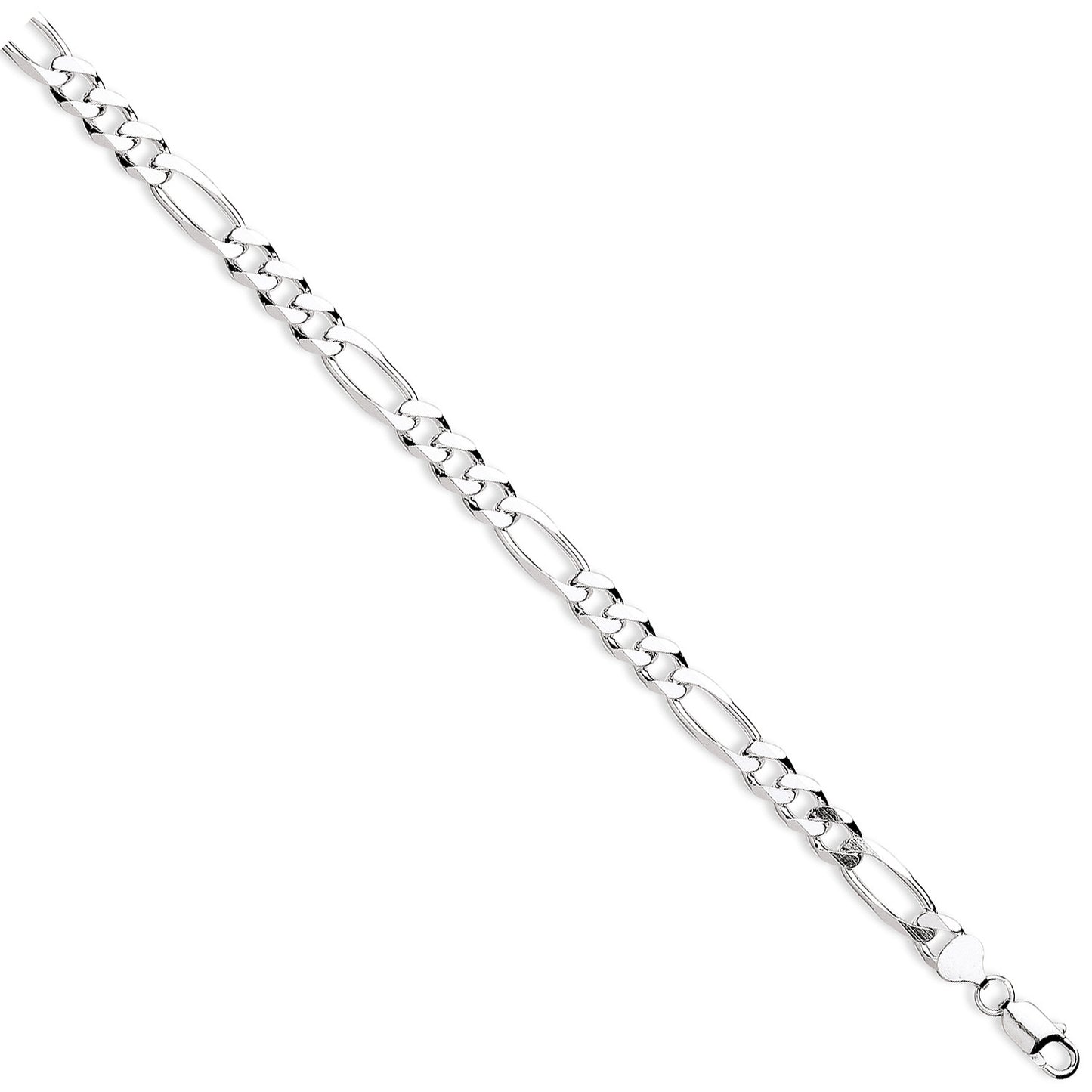 Silver 9mm Figaro Chains/Gents Bracelet - Silver