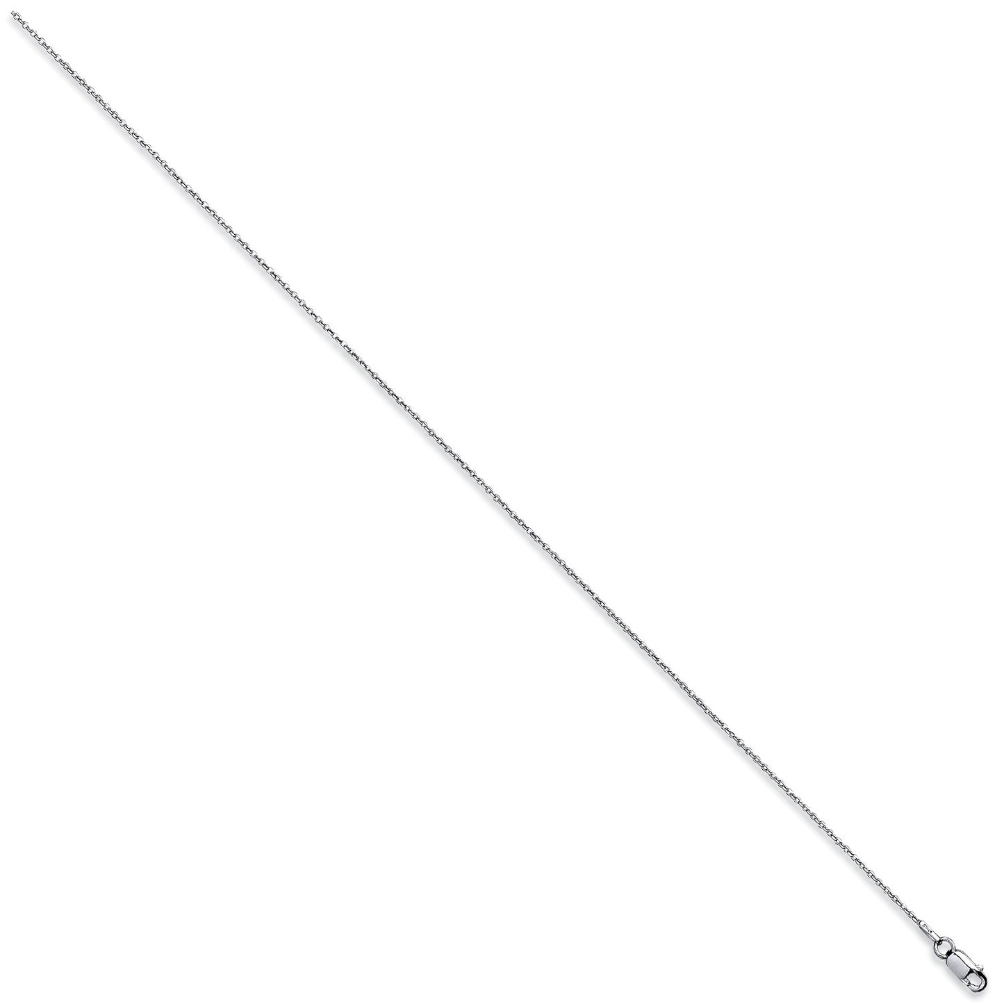 Silver 1mm Diamond Cut Trace Rh. Plated Chain - Silver