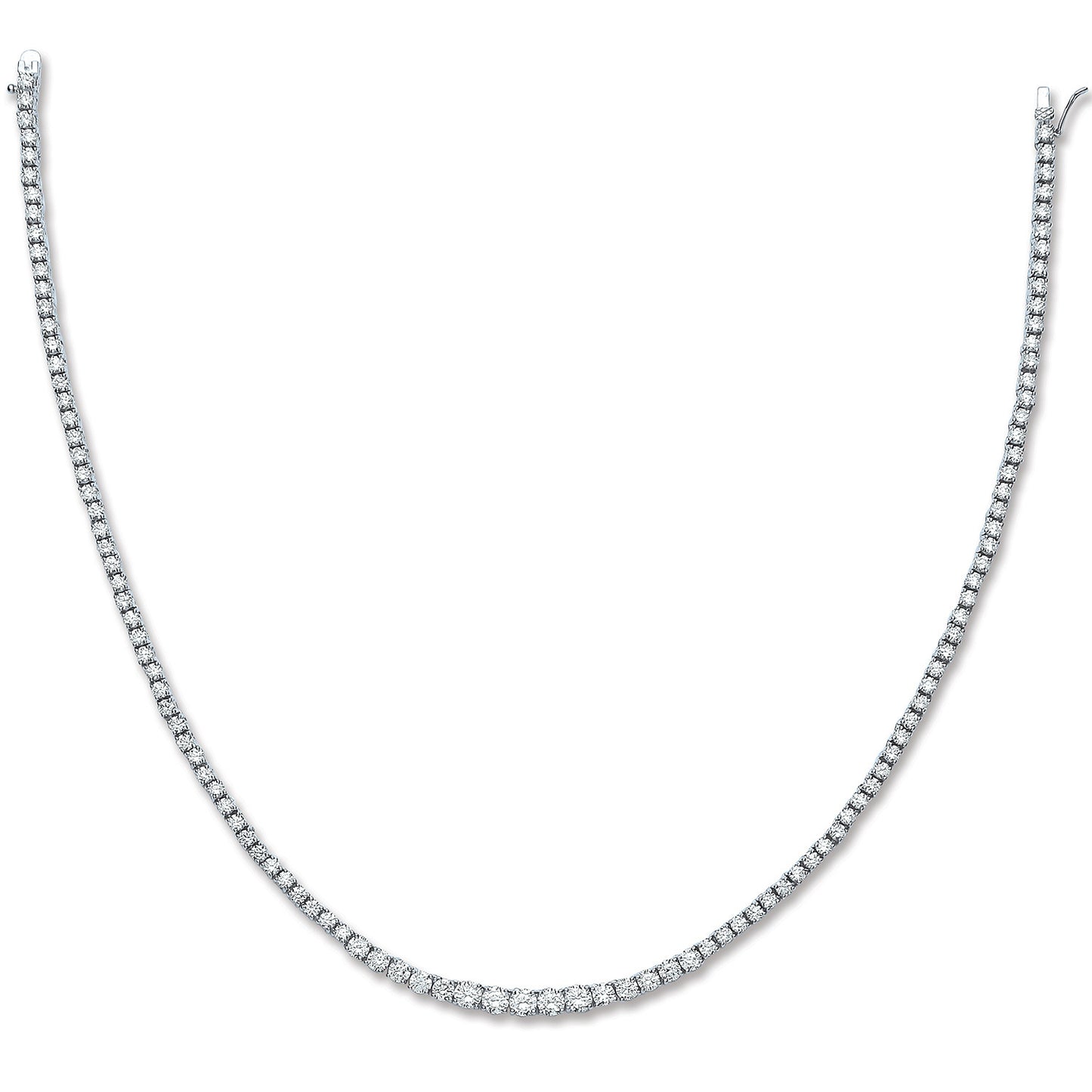 Silver Graduated Cubic Zirconia Tennis Collarette 17" - Silver