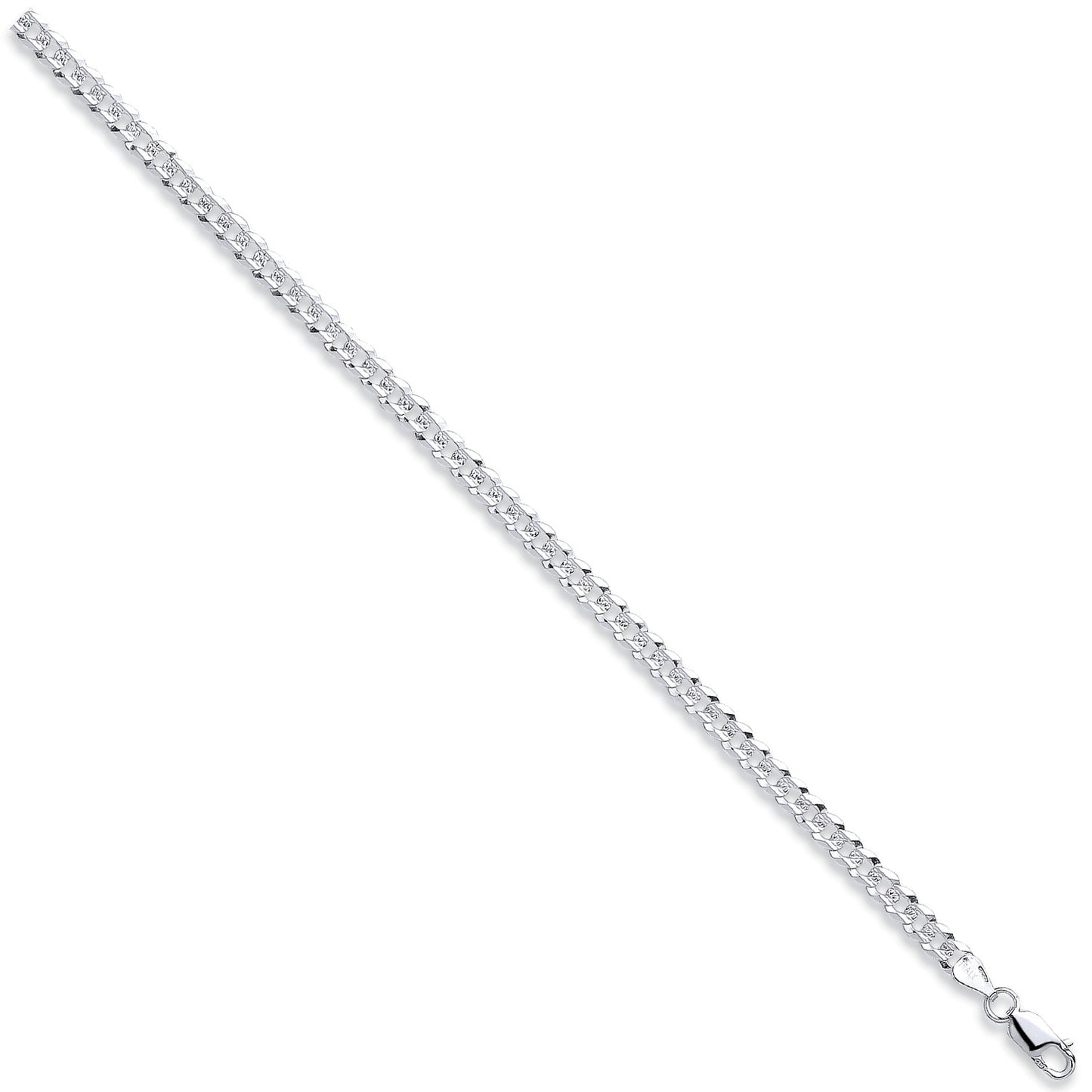 Silver 5mm Flat Pave Curb Chain - Silver