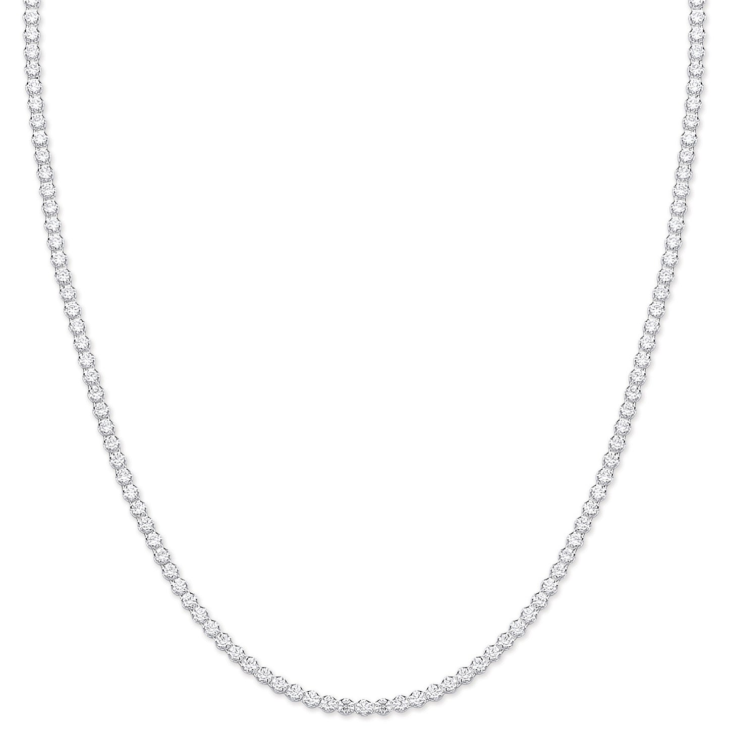 Silver 2.4mm 17" Tennis Cubic Zirconia Chain - Silver