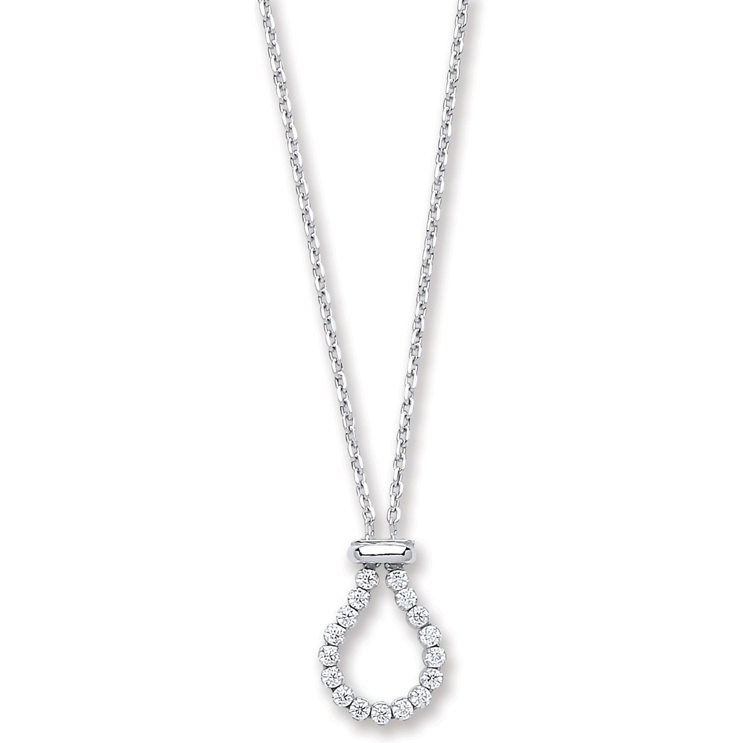 Silver Belcher with Pear Cubic Zirconia Link Chain - Silver
