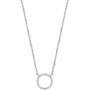 Silver Cubic Zirconia Circle of Life Pendant 16" Necklace with extention