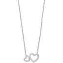 Silver Cubic Zirconia Hearts 16" Necklace