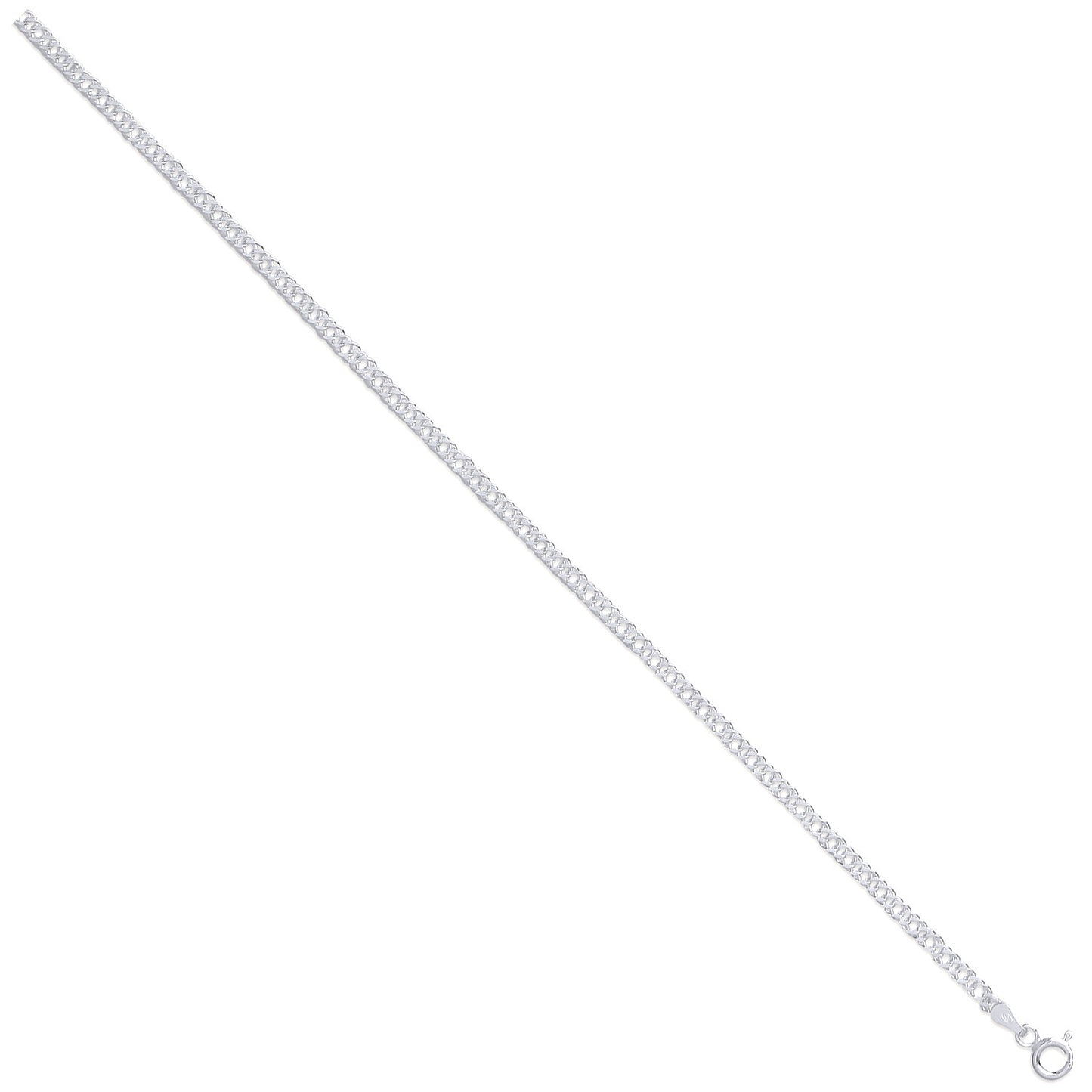 Silver 3mm Double Link Curb - Silver
