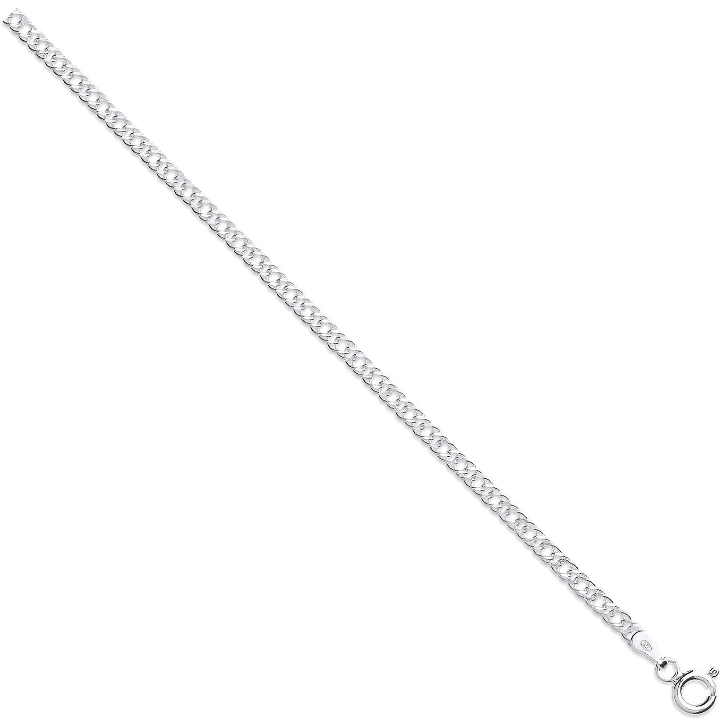 Silver 4mm Double Link Curb - Silver