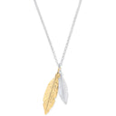 Silver & Gold Coated Feathers Necklace 16"