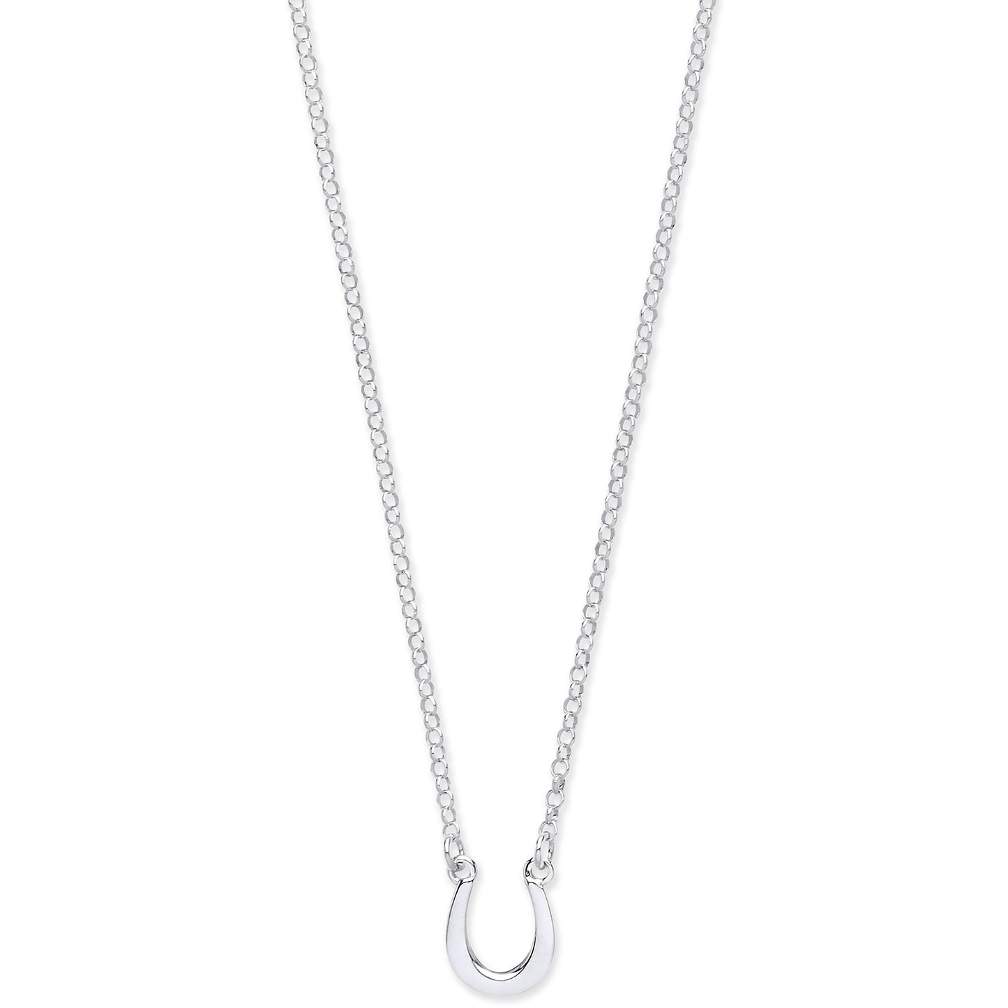 Silver Lucky Horseshoe Necklace 16" - Silver