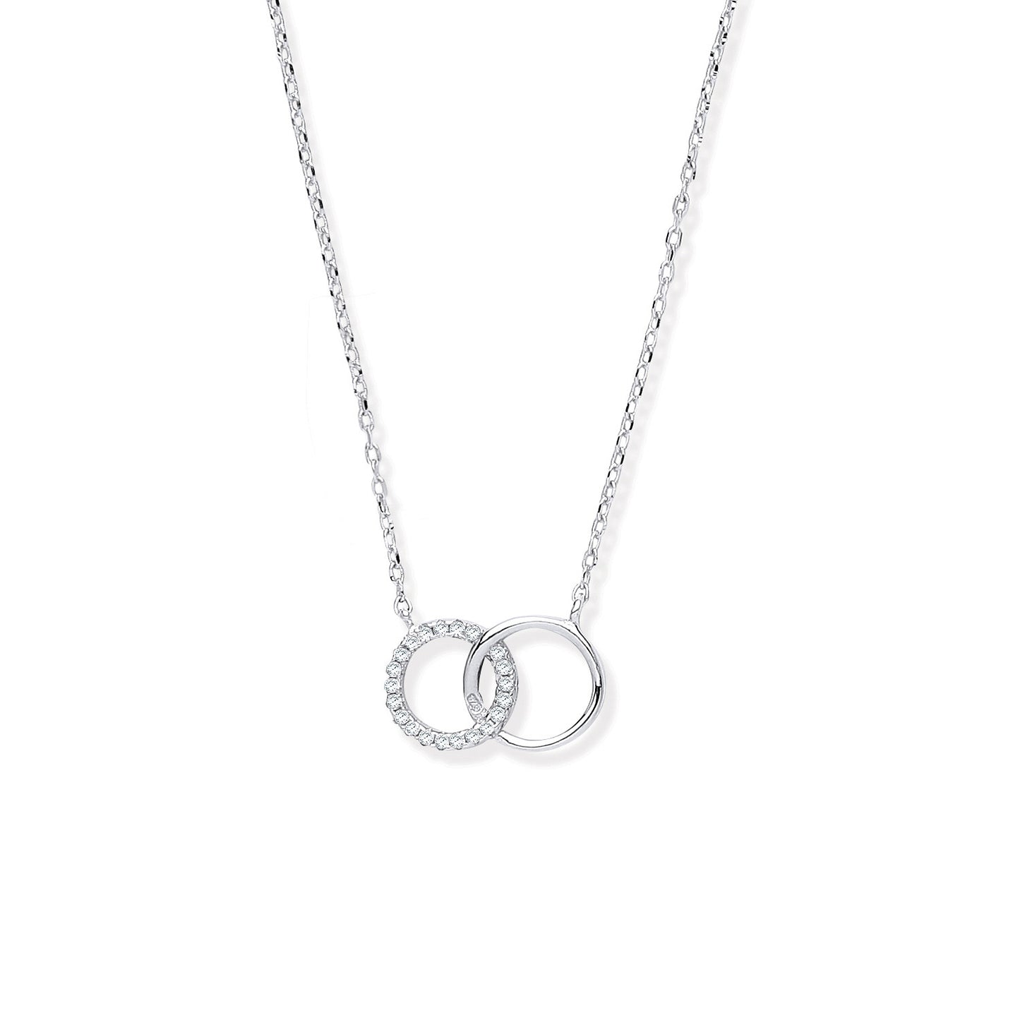 Silver Interlocking Circles Cubic Zirconia Necklace/Bracelet - Silver