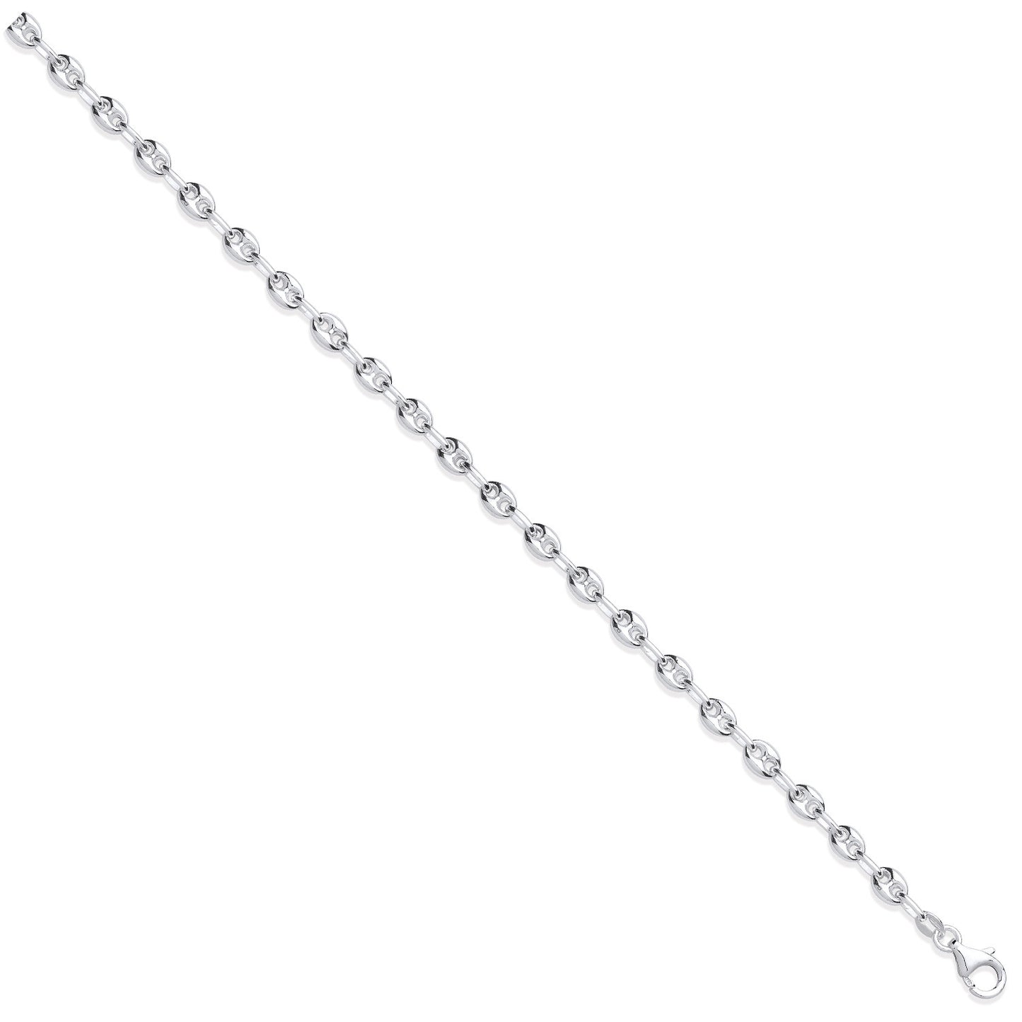 Silver 5mm Coffee Beans Link Chain - Silver