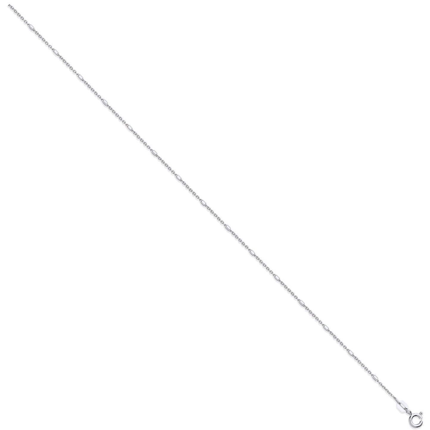 Silver 1.3mm D/C Belcher Rh. Plated Cable & Bar Chain - Silver