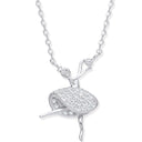 Silver Cubic Zirconia Dancing Ballet Dancer Necklace
