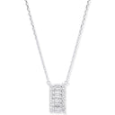 Silver Asymmetric Cubic Zirconia Pendant Necklace 16"