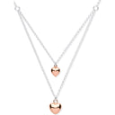 Silver & Rose Gold Hearts Necklace 16"