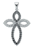 Silver Black & White Fancy Cubic Zirconia Cross