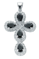 Silver Black & White Fancy Cubic Zirconia Cross