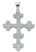 Silver Fancy Cluster Cubic Zirconia Cross