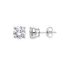Silver Brilliant Cut Cubic Zirconia 8mm Claw Set Stud