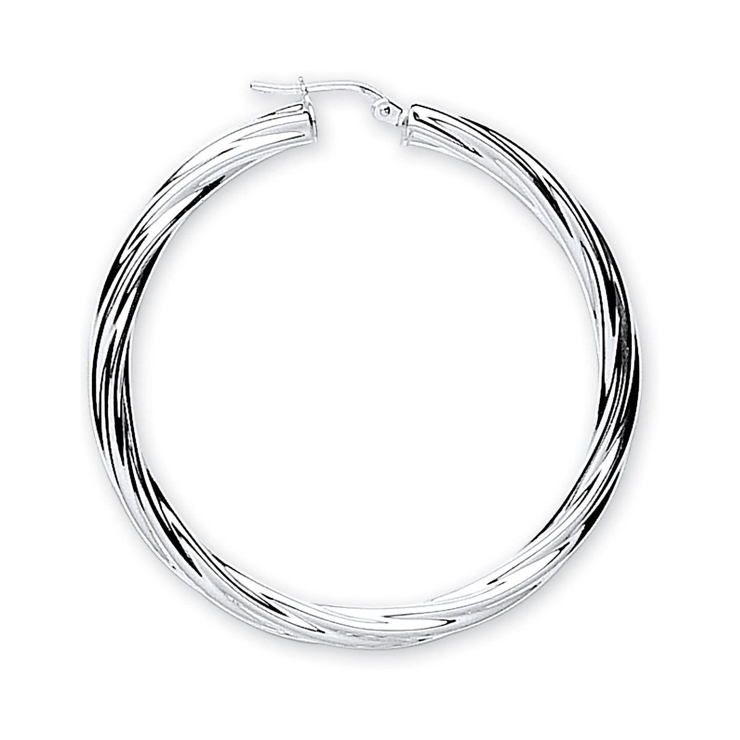 Silver Twisted Medium Hoop Earrings - Silver
