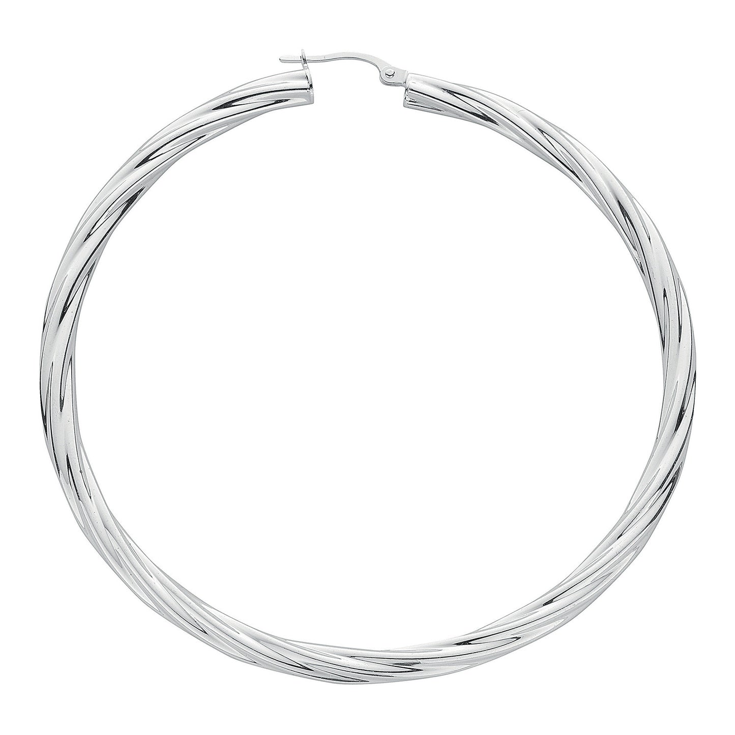 Silver Twisted Hoop Earrings - Silver