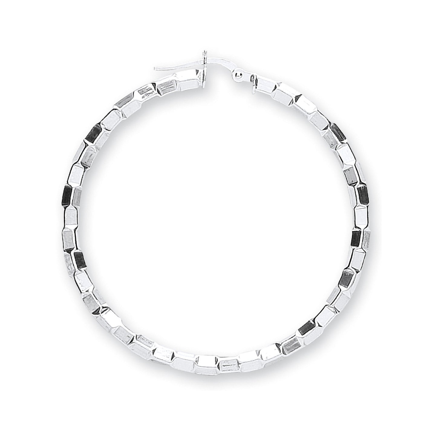 Silver Fancy Hoop Earrings - Silver