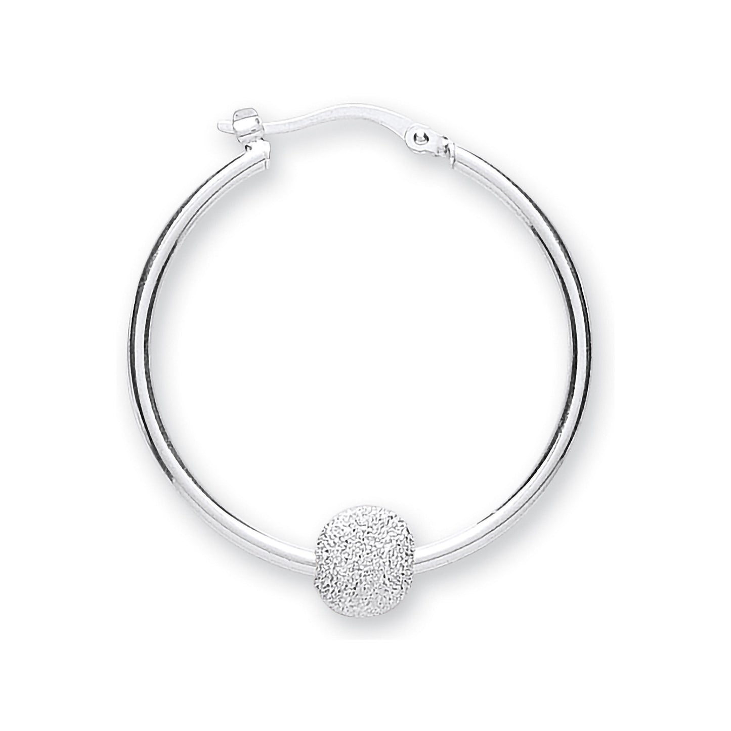 Silver Glitter Ball Hoop Earrings - Silver