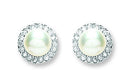 Silver Pearl & Cubic Zirconia Stud Earrings