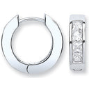 Silver Cubic Zirconia Princess Cut Huggies