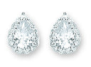 Silver Pear Shaped Cubic Zirconia Cluster Stud Earrings