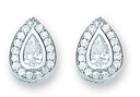 Silver Pear Shaped Cubic Zirconia Cluster Stud Earrings