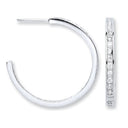 Silver Channel Set Cubic Zirconia Hoop Earrings