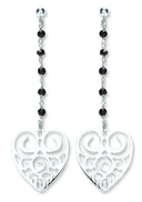 P/P Silver Black Bead Filigree Heart Drops